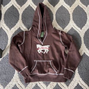Womens brown pullover Polo Hoodie. Size small see pictures for condition.